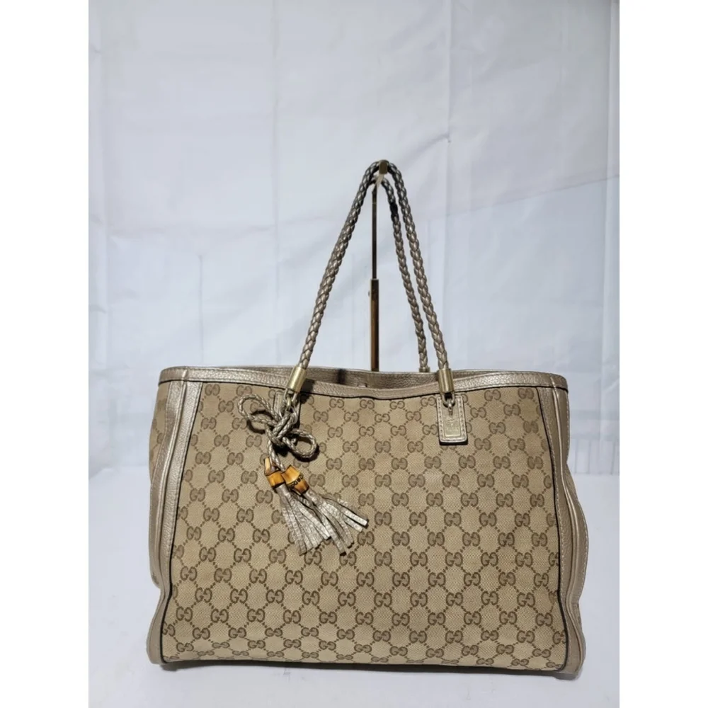 Gucci Bella Original Canvas GG Tote Bag Beige/Ebony